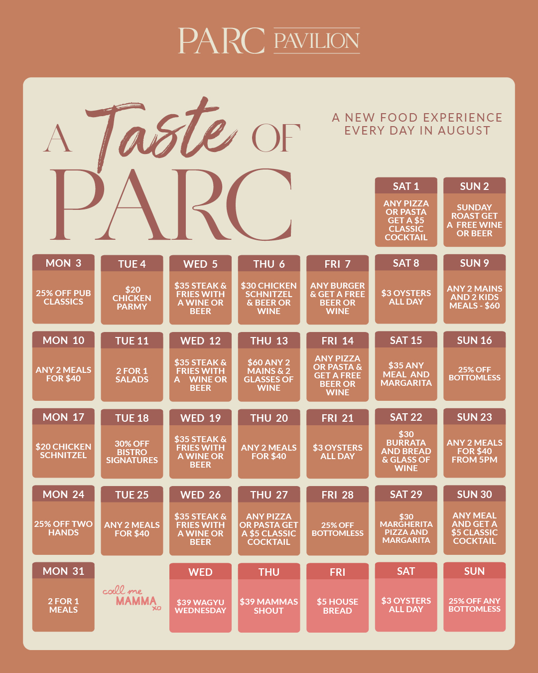 Taste of Parc Calendar - Social Portrait - Parc Pavillion
